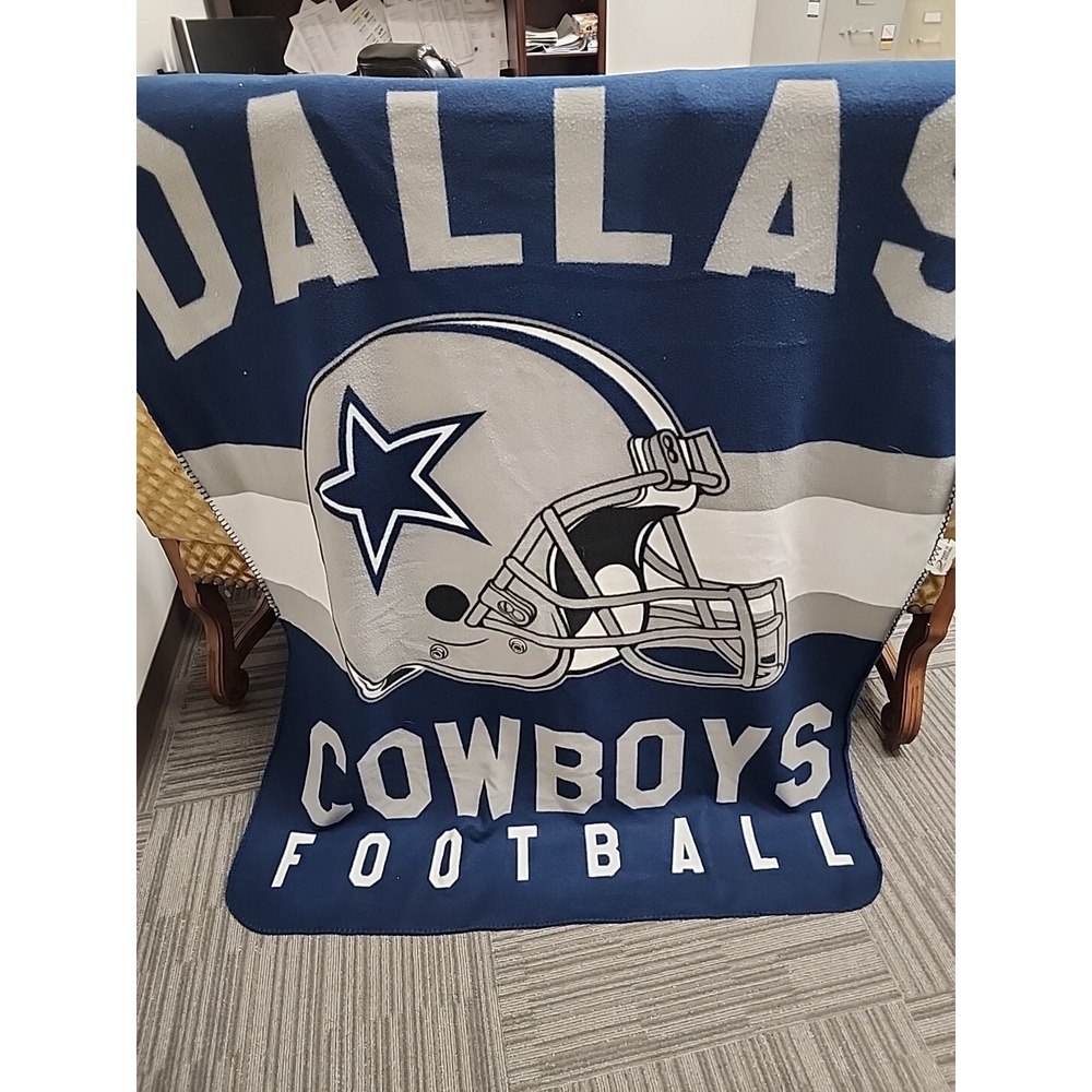 Dallas Cowboys Football Helmet Large NFL Fleece Throw Blanket 46" x 60" Official